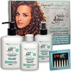 Retro' Kit Ricci Divini Shampoo 150ml Maschera 200ml Leave In 150 Ml Pettine