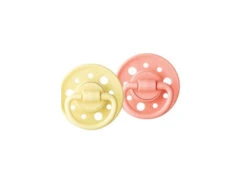 Dodie Set Di 2 Lecca-lecca Rotondi In Gomma Naturale 6-36 Mesi Rosa/Giallo