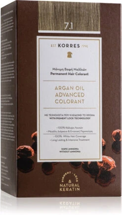 Colorazione Permanente Con Olio Di Argan Korres - 7.1 BIONDO CENERE